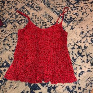 H&M red cheetah top